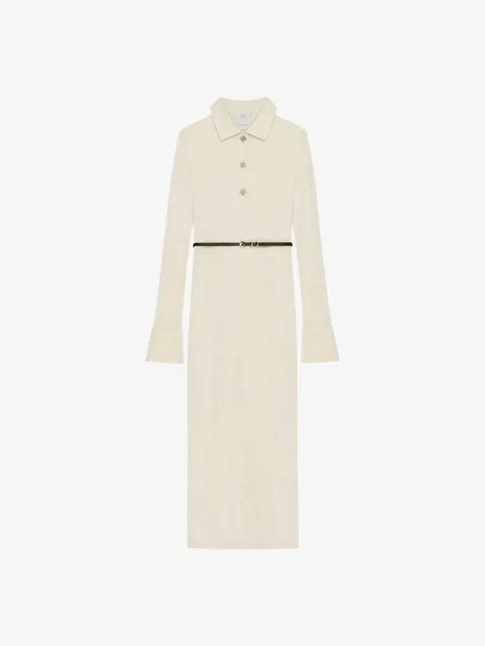 Givenchy Voyou Dress In Jersey With 4G Liquid Detail Ivory Women Dresses