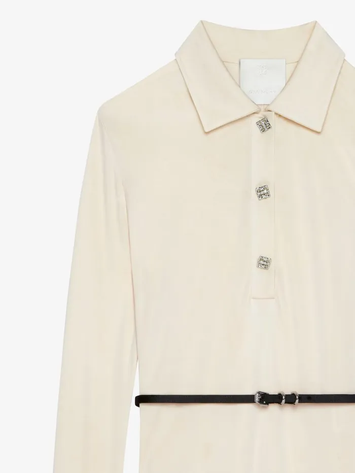 Givenchy Voyou Dress In Jersey With 4G Liquid Detail Ivory Women Dresses