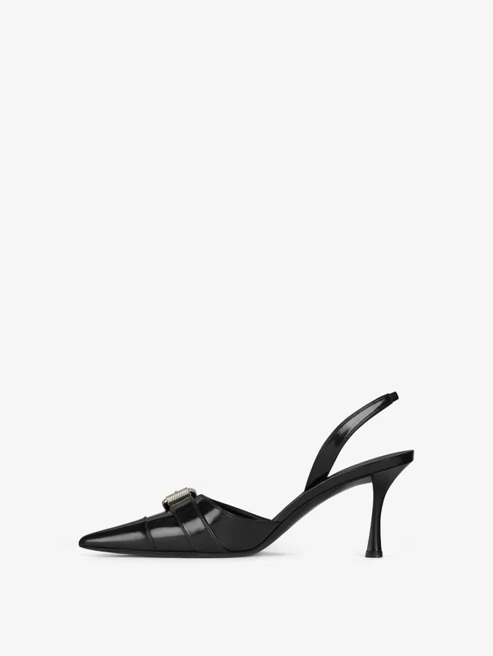 Givenchy Voyou Slingbacks In Leather Black Women Heels Givenchy Voyou Slingbacks In Leather Black Women Heels
