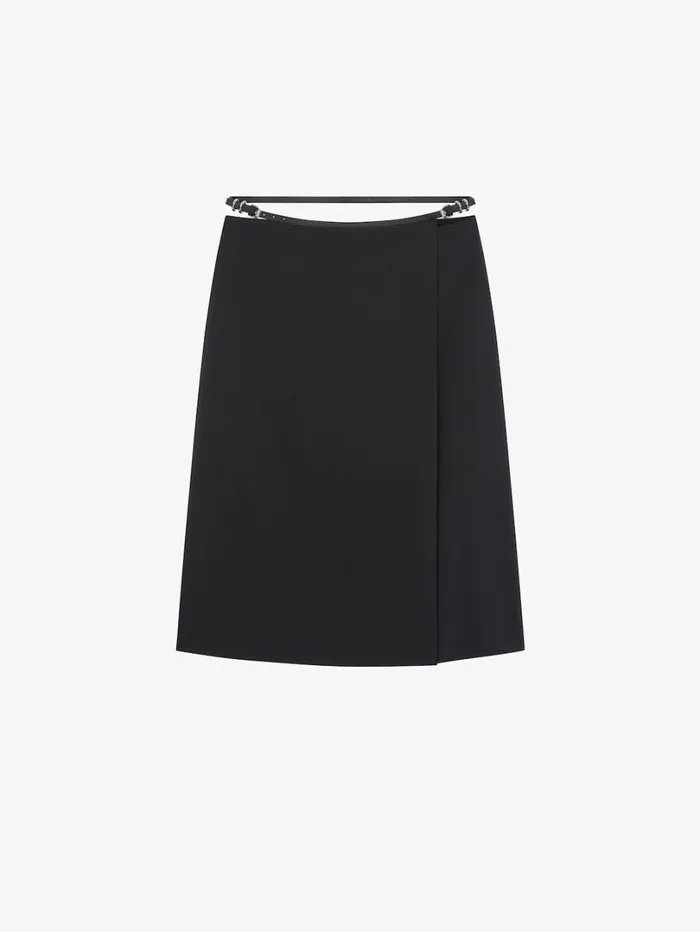 Givenchy Voyou Wrap Skirt In Cotton Taffetas Black Women Skirts