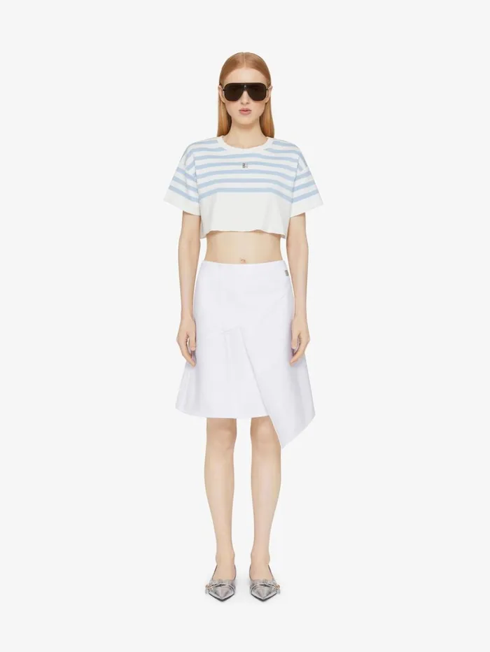 Givenchy Wrap Skirt In Denim With 4G Detail White Women Skirts