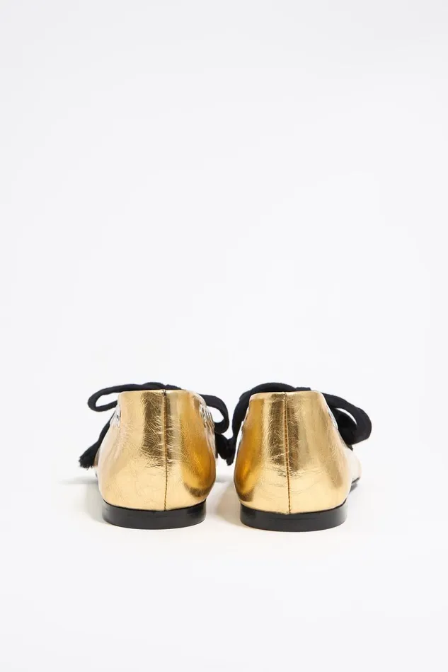 Gold Leather Laceup Ballerina Gold Women Bimba Y Lola Ballerinas Gold Leather Laceup Ballerina Gold Women Bimba Y Lola Ballerinas