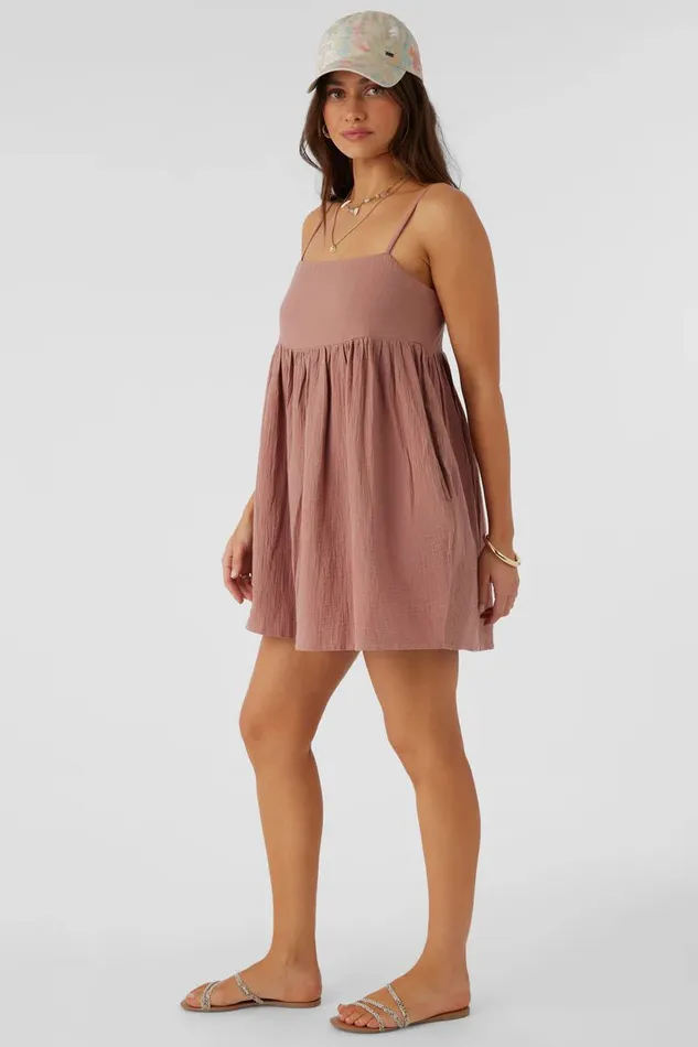 HADIA CRINKLE DOUBLE GAUZE MINI DRESS Burlwood Women O039NEILL Collections