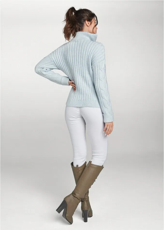 HALF ZIP SWEATER Heathered Blue Women VENUS Pullover