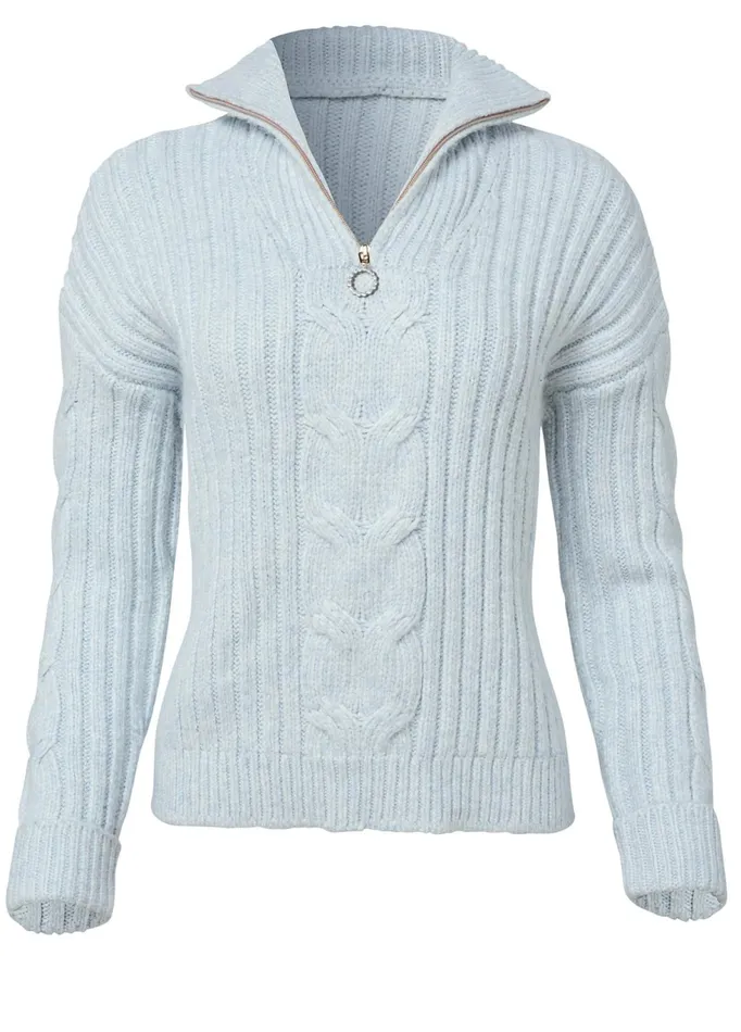 HALF ZIP SWEATER Heathered Blue Women VENUS Pullover
