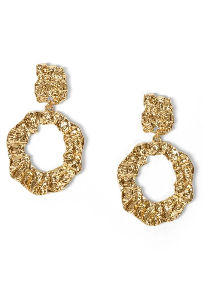 HAMMERED GOLD DROP EARRINGS Gold Women VENUS Earrings