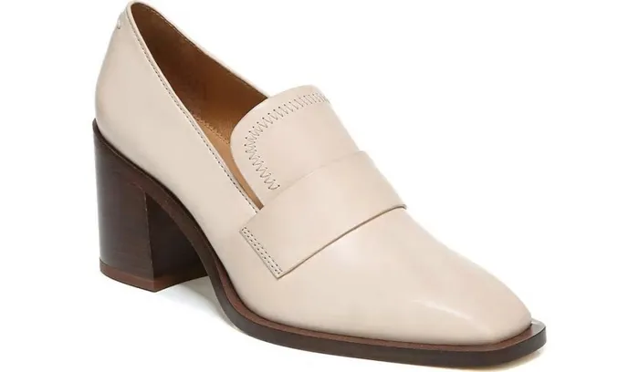 Heels Women Franco Sarto Sarto Renato Block Heel Pump Bone Leather