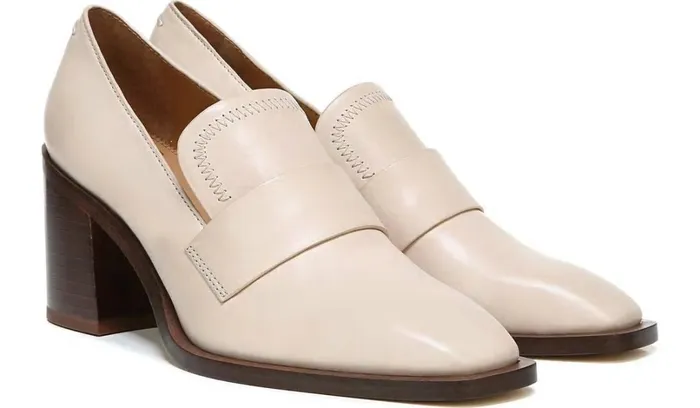 Heels Women Franco Sarto Sarto Renato Block Heel Pump Bone Leather