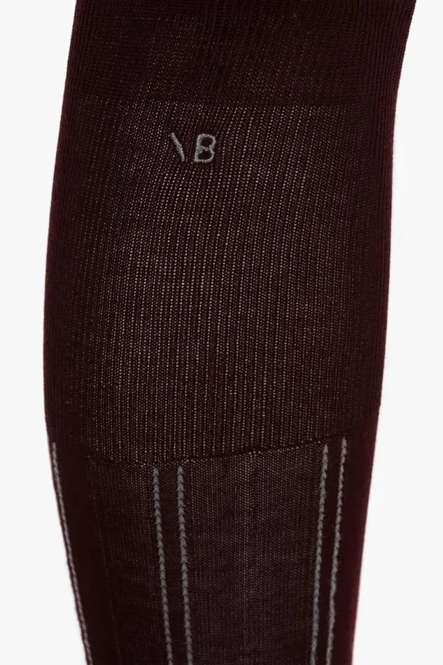 Hosiery Women Victoria Beckham Superfine Rib Socks In Burgundy