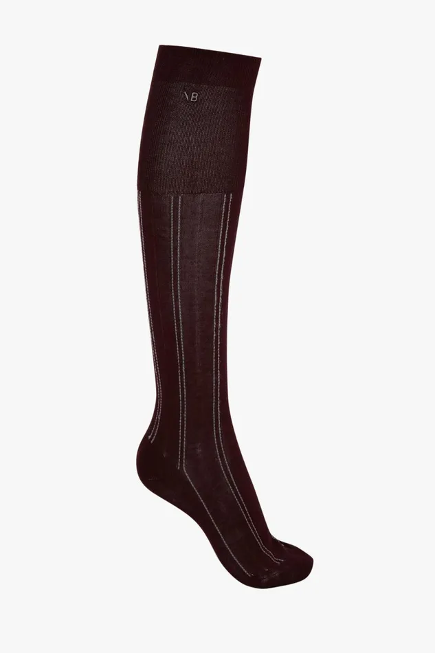 Hosiery Women Victoria Beckham Superfine Rib Socks In Burgundy
