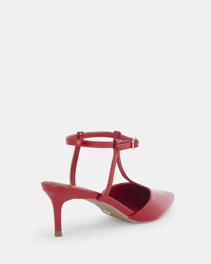 INVERGIO Red Patent Closed Toe Heels Women Party NOVO Shoes