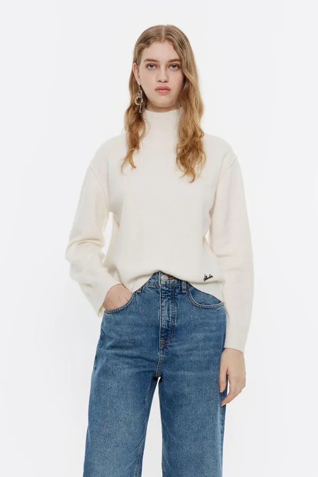 Ivory Wool Boxy Sweater Ivory Women Bimba Y Lola Knitwear