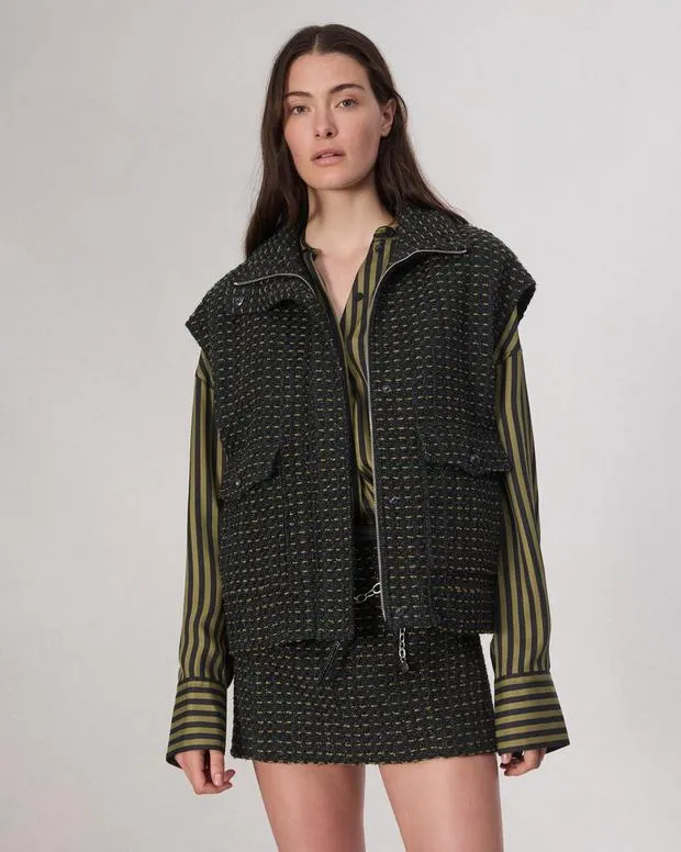 Jackets and Coats Women Rag and Bone Amina Tweed Vest Black Multi