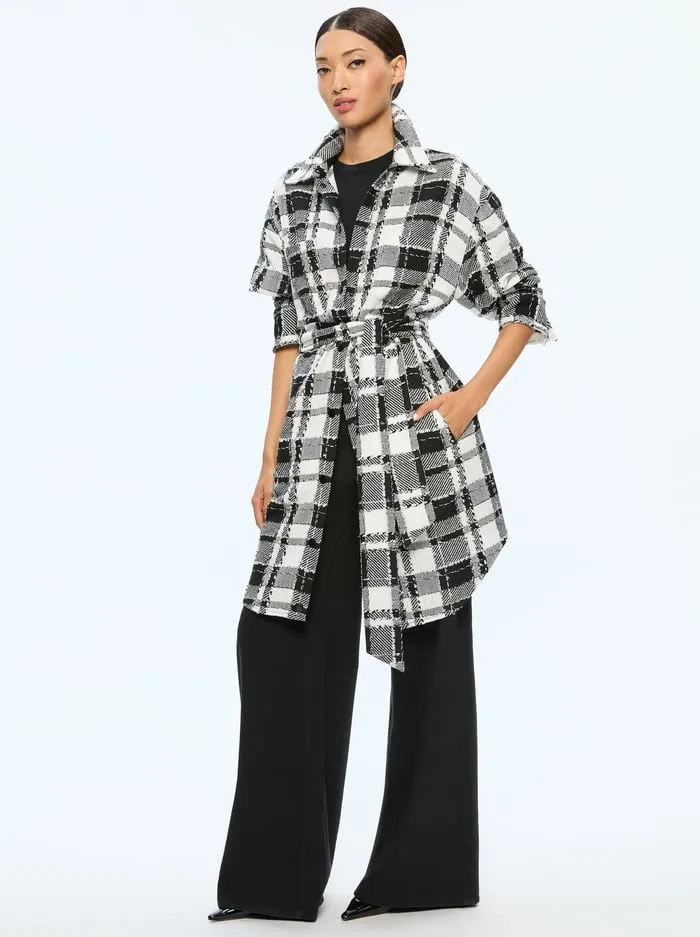 Jackets Coats Women Alice Olivia Zazie Long Shacket Blackwhite