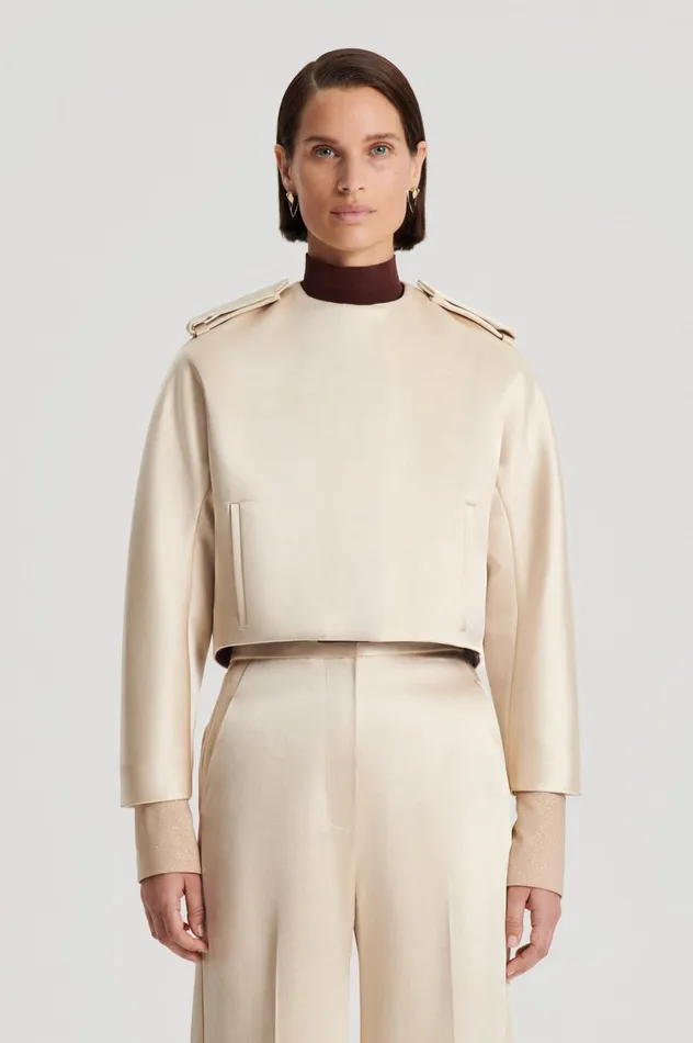 Jackets Women Scanlan Theodore CONTRAST SATIN COCOON JACKET Gold Jackets Women Scanlan Theodore CONTRAST SATIN COCOON JACKET Gold