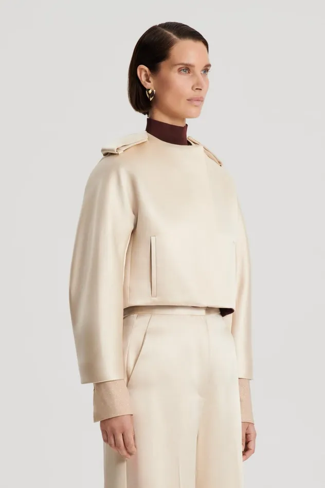 Jackets Women Scanlan Theodore CONTRAST SATIN COCOON JACKET Gold Jackets Women Scanlan Theodore CONTRAST SATIN COCOON JACKET Gold