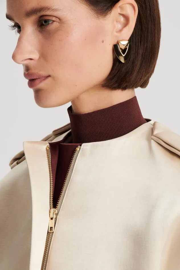 Jackets Women Scanlan Theodore CONTRAST SATIN COCOON JACKET Gold Jackets Women Scanlan Theodore CONTRAST SATIN COCOON JACKET Gold