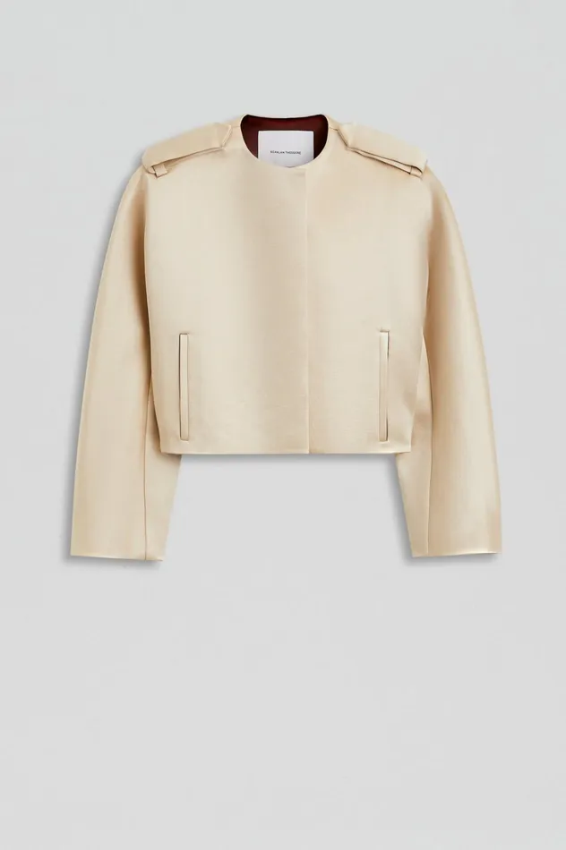 Jackets Women Scanlan Theodore CONTRAST SATIN COCOON JACKET Gold Jackets Women Scanlan Theodore CONTRAST SATIN COCOON JACKET Gold