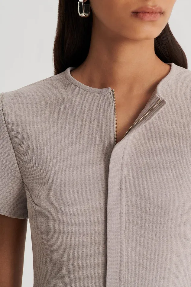 Jackets Women Scanlan Theodore CREPE KNIT SHORT SLEEVE PEPLUM JACKET Oyster Jackets Women Scanlan Theodore CREPE KNIT SHORT SLEEVE PEPLUM JACKET Oyster