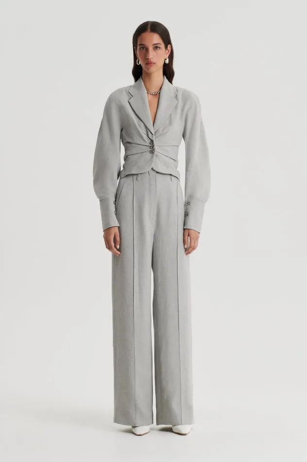 Jackets Women Scanlan Theodore DRAPED TAILORED JACKET Palegrey