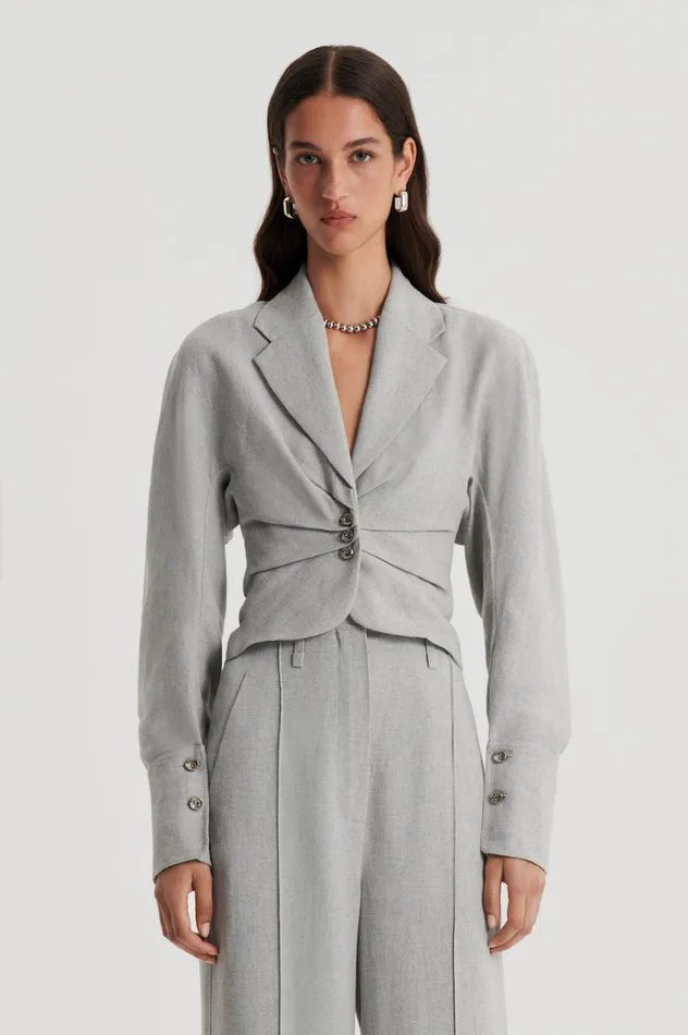 Jackets Women Scanlan Theodore DRAPED TAILORED JACKET Palegrey