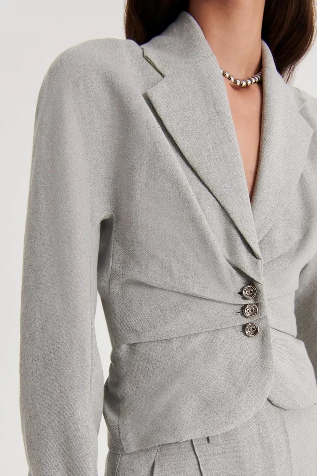 Jackets Women Scanlan Theodore DRAPED TAILORED JACKET Palegrey