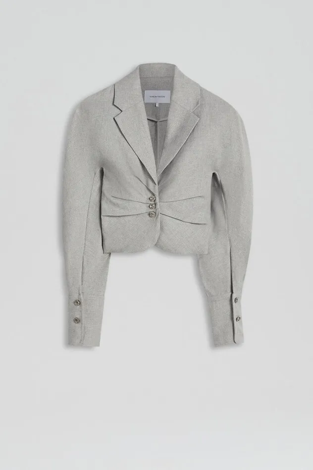 Jackets Women Scanlan Theodore DRAPED TAILORED JACKET Palegrey