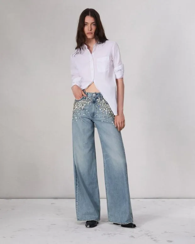 Jeans Women Rag and Bone Featherweight Sofie WideLeg Jean Featherweight Denim Mali With Jewels Jeans Women Rag and Bone Featherweight Sofie WideLeg Jean Featherweight Denim Mali With Jewels