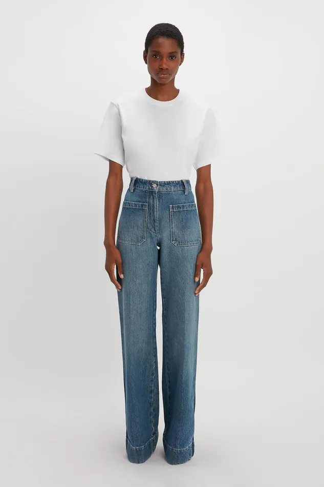 Jeans Women Victoria Beckham Alina High Waisted Jean In Shadow Wash