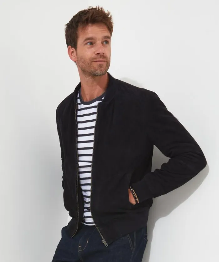 Joe Browns Coats and Jackets Men Exquisite Premium Suede Bomber Navy