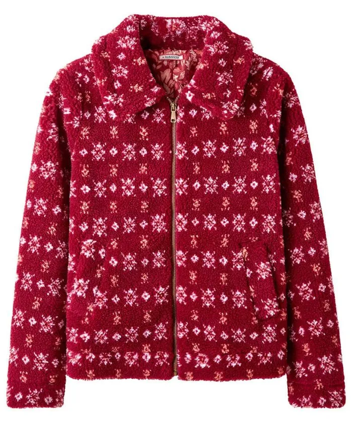 Joe Browns Coats and Jackets Women Cosy Cabin Patterned Fleece Jacket Red Joe Browns Coats and Jackets Women Cosy Cabin Patterned Fleece Jacket Red
