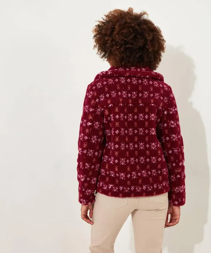 Joe Browns Coats and Jackets Women Cosy Cabin Patterned Fleece Jacket Red Joe Browns Coats and Jackets Women Cosy Cabin Patterned Fleece Jacket Red