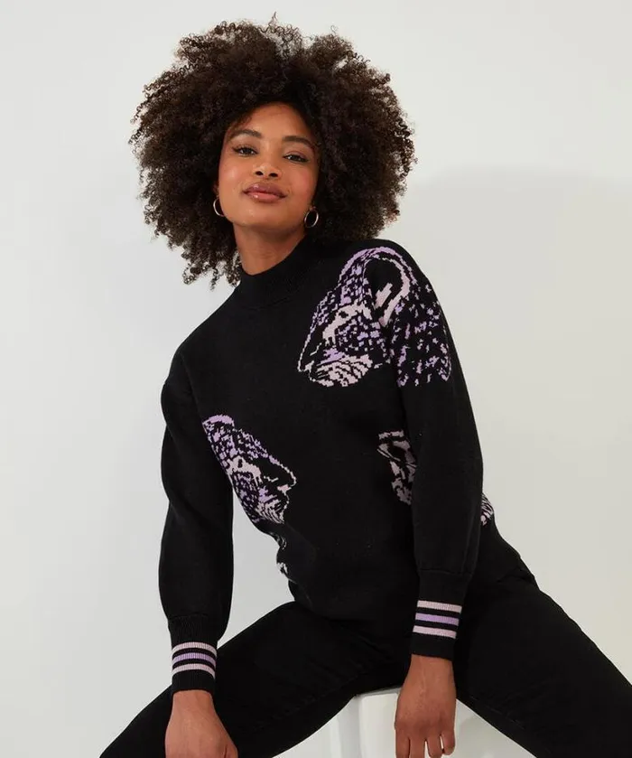 Joe Browns Knitwear and Cardigans Women Darcie Leopard Jumper Black