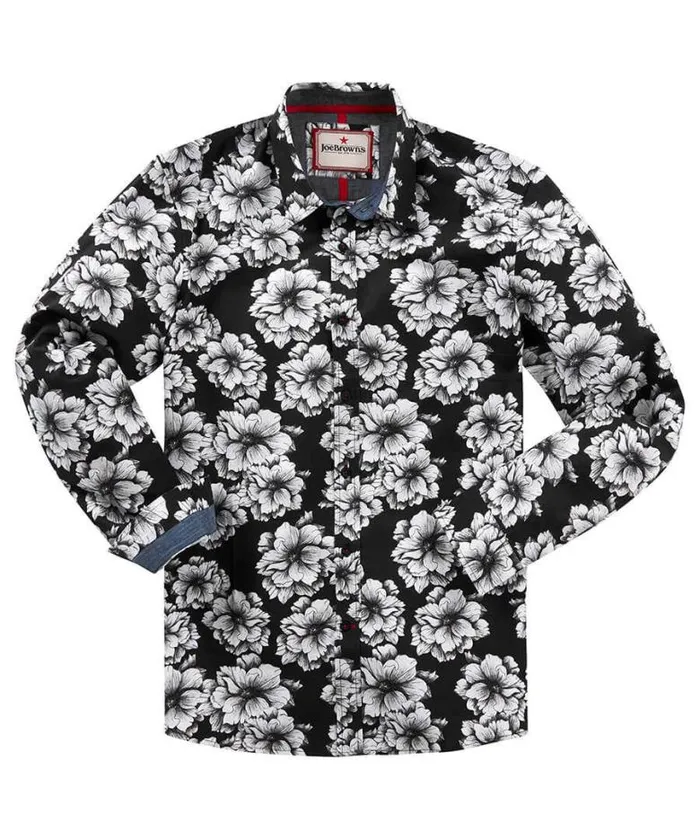 Joe Browns Shirts Men Monochrome Floral Shirt White Joe Browns Shirts Men Monochrome Floral Shirt White