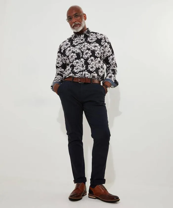 Joe Browns Shirts Men Monochrome Floral Shirt White Joe Browns Shirts Men Monochrome Floral Shirt White