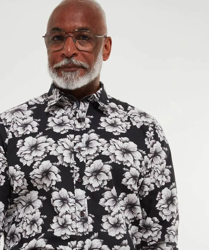 Joe Browns Shirts Men Monochrome Floral Shirt White Joe Browns Shirts Men Monochrome Floral Shirt White