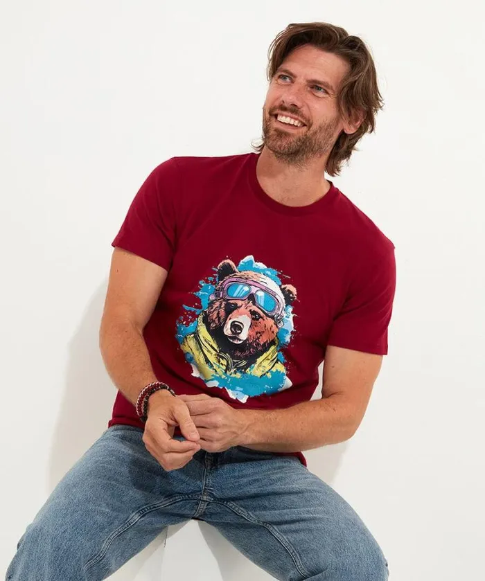 Joe Browns TShirts and Tops Men Hit The Slopes Tee Maroon