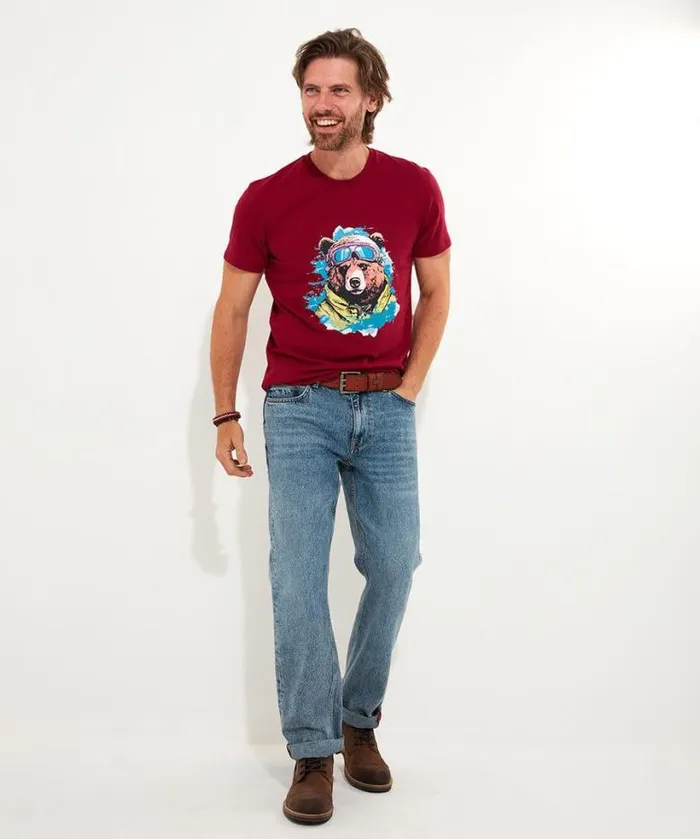 Joe Browns TShirts and Tops Men Hit The Slopes Tee Maroon
