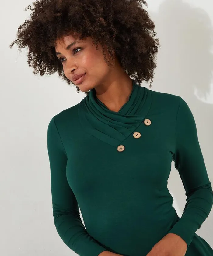 Joe Browns Tops Tunics and Blouses Women All New Button Jersey Tunic Forest Green Joe Browns Tops Tunics and Blouses Women All New Button Jersey Tunic Forest Green