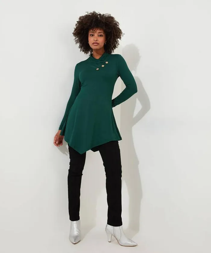 Joe Browns Tops Tunics and Blouses Women All New Button Jersey Tunic Forest Green Joe Browns Tops Tunics and Blouses Women All New Button Jersey Tunic Forest Green