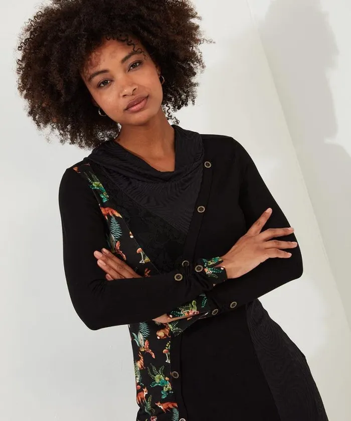 Joe Browns Tops Tunics and Blouses Women Fabulous Foxes Jersey Tunic Black