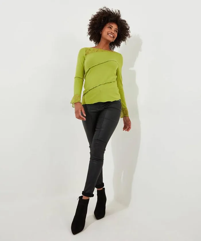 Joe Browns Tops Tunics and Blouses Women Josie Lace Trim Top Green Joe Browns Tops Tunics and Blouses Women Josie Lace Trim Top Green