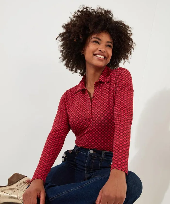 Joe Browns Tops Tunics and Blouses Women Lola Geo Jersey Print Top Pink