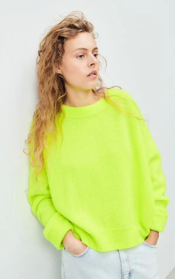 Jumper Vitow Fluorescent Yellow Melange Women American Vintage Jumpers and Cardigans Jumper Vitow Fluorescent Yellow Melange Women American Vintage Jumpers and Cardigans