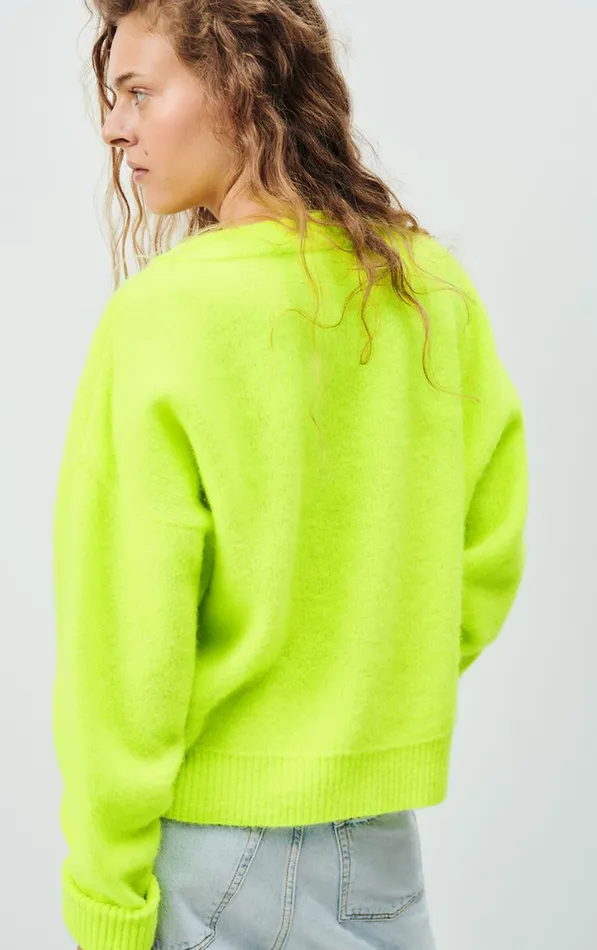 Jumper Vitow Fluorescent Yellow Melange Women American Vintage Jumpers and Cardigans Jumper Vitow Fluorescent Yellow Melange Women American Vintage Jumpers and Cardigans