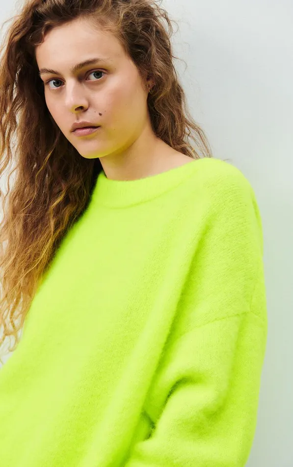 Jumper Vitow Fluorescent Yellow Melange Women American Vintage Jumpers and Cardigans Jumper Vitow Fluorescent Yellow Melange Women American Vintage Jumpers and Cardigans
