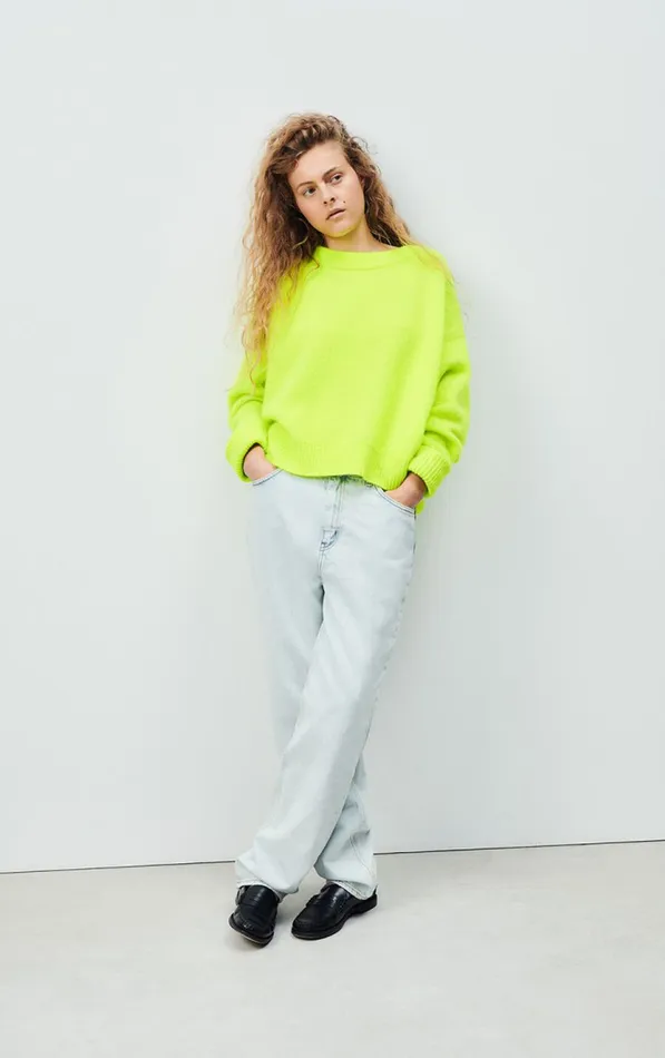 Jumper Vitow Fluorescent Yellow Melange Women American Vintage Jumpers and Cardigans Jumper Vitow Fluorescent Yellow Melange Women American Vintage Jumpers and Cardigans