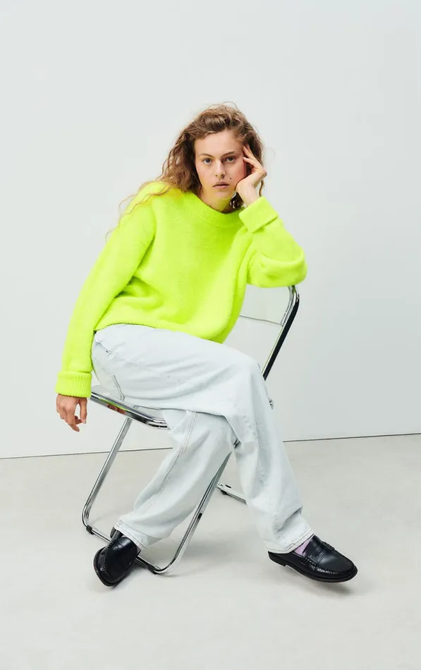 Jumper Vitow Fluorescent Yellow Melange Women American Vintage Jumpers and Cardigans Jumper Vitow Fluorescent Yellow Melange Women American Vintage Jumpers and Cardigans
