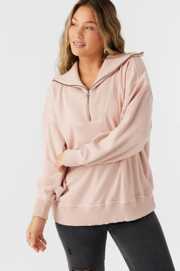 KARMA FRENCH TERRY HALF ZIP PULLOVER Rose Dust Women O039NEILL Collections
