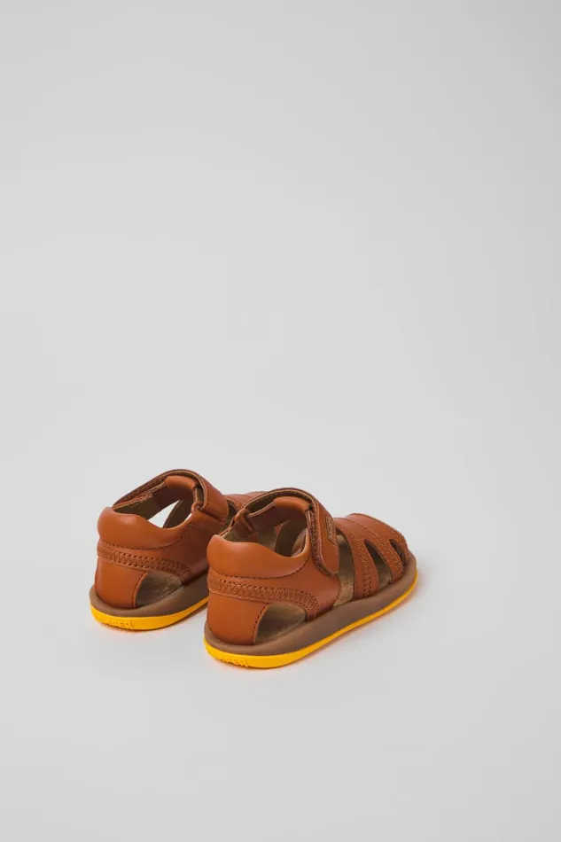 Kids Bicho Brown Leather Sandals For Kids Camper Hook And Loop Kids Bicho Brown Leather Sandals For Kids Camper Hook And Loop